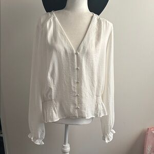 Topshop white V-Neck Blouse